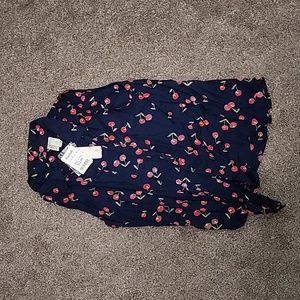 **BEAUTIFUL ** 🍒 CHERRIES 🍒 Women's Tank Top Buttom Up with bottom Tie CUTE**